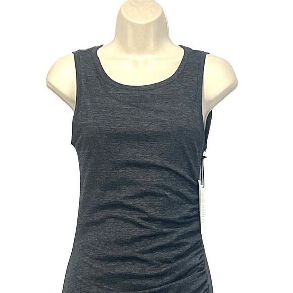 Treasure & Bond Ruched Side Sleeveless Dress Medium Charcoal Heather - Picture 2 of 11